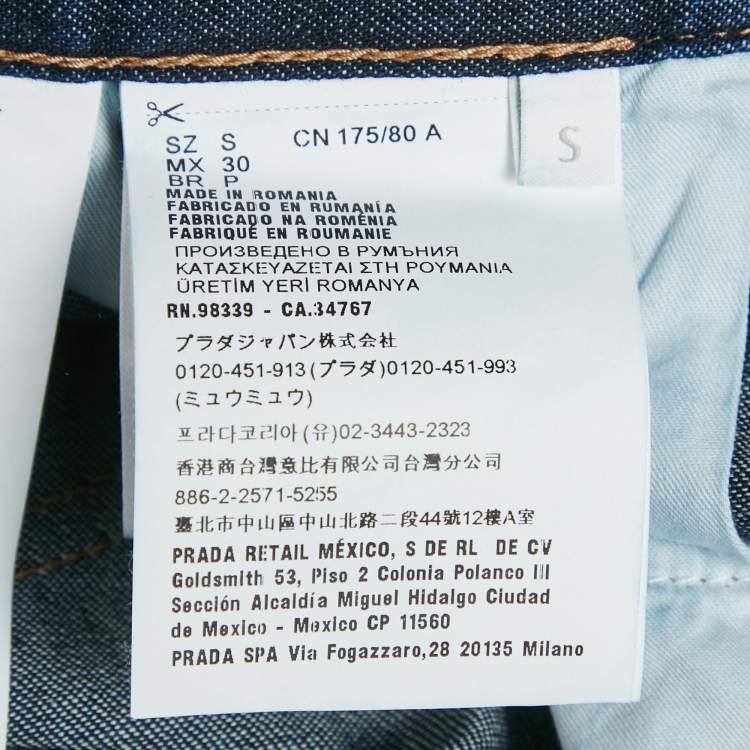 Pre Owned Prada Blue Denim Straight Leg Jeans S Waist 32"