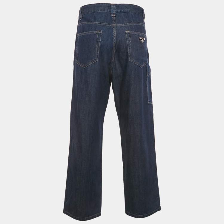 Pre Owned Prada Blue Denim Straight Leg Jeans S Waist 32"