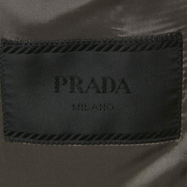 Pre Owned Prada Grey Virgin Wool Blazer Suit M