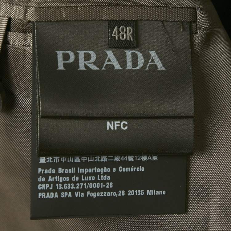 Pre Owned Prada Grey Virgin Wool Blazer Suit M