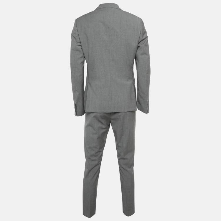 Pre Owned Prada Grey Virgin Wool Blazer Suit M