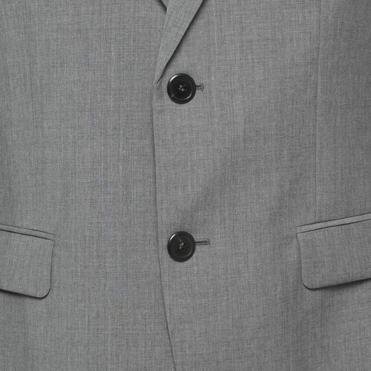 Pre Owned Prada Grey Virgin Wool Blazer Suit M
