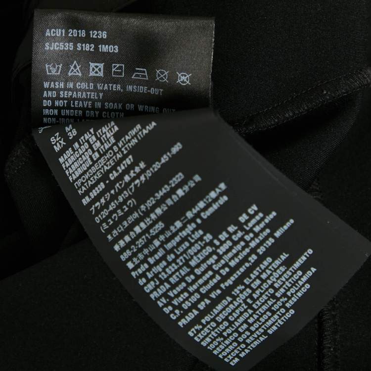 Pre Owned Prada Black Nylon Knit Zip-Up Hooded Jacket M