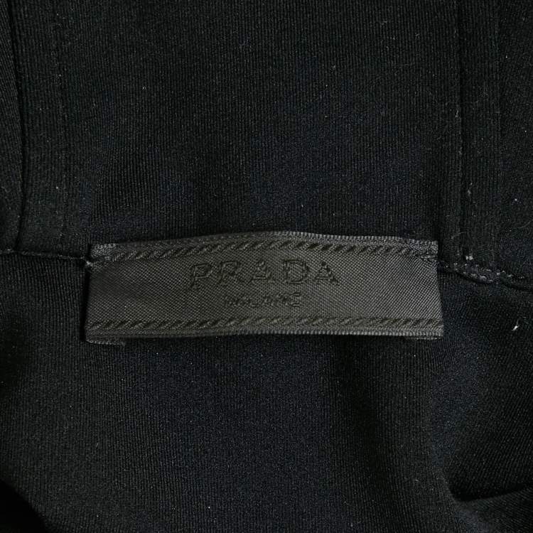 Pre Owned Prada Black Nylon Knit Zip-Up Hooded Jacket M