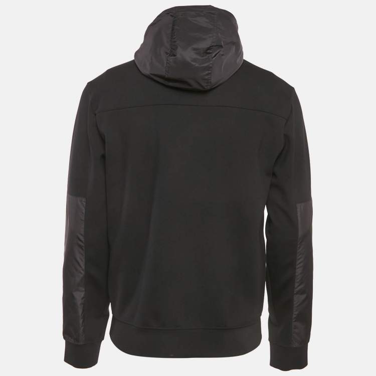 Pre Owned Prada Black Nylon Knit Zip-Up Hooded Jacket M