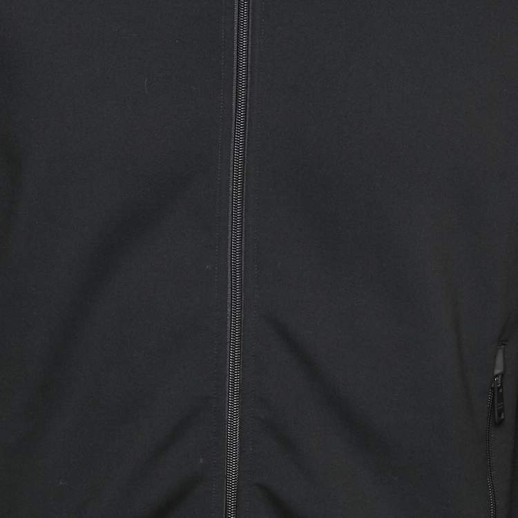 Pre Owned Prada Black Nylon Knit Zip-Up Hooded Jacket M