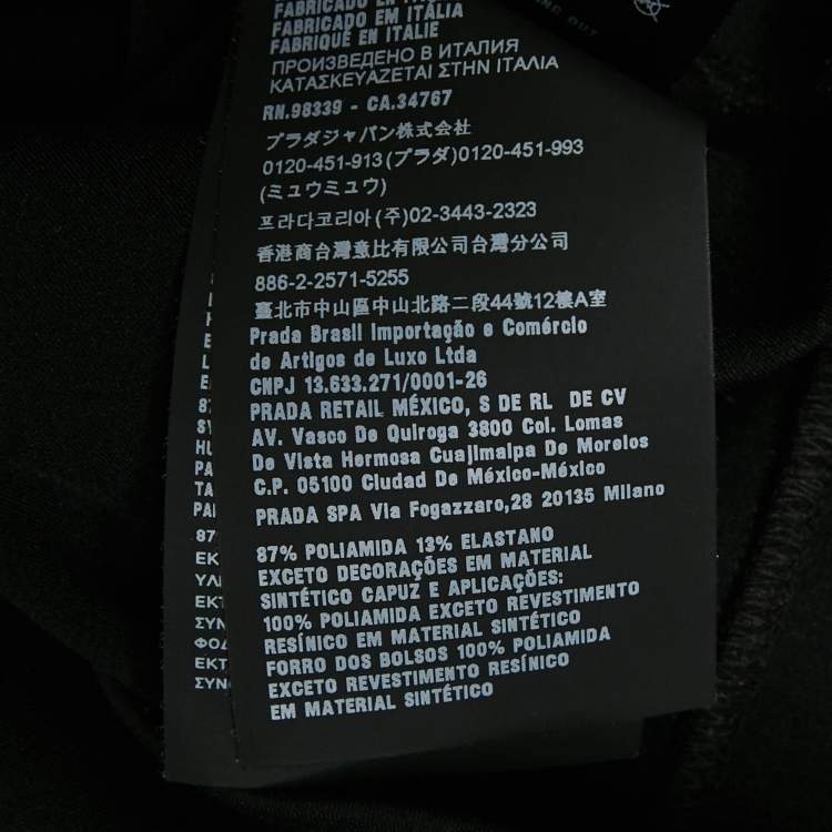 Pre Owned Prada Black Nylon Knit Zip-Up Hooded Jacket M
