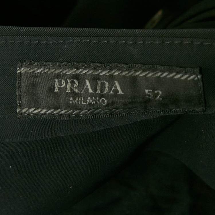 Pre Owned Prada Black Synthetic Velcro Detail Pants XL
