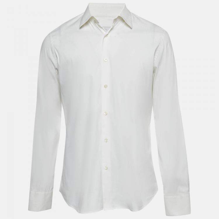 Pre Owned Prada White Cotton Long Sleeve Shirt L