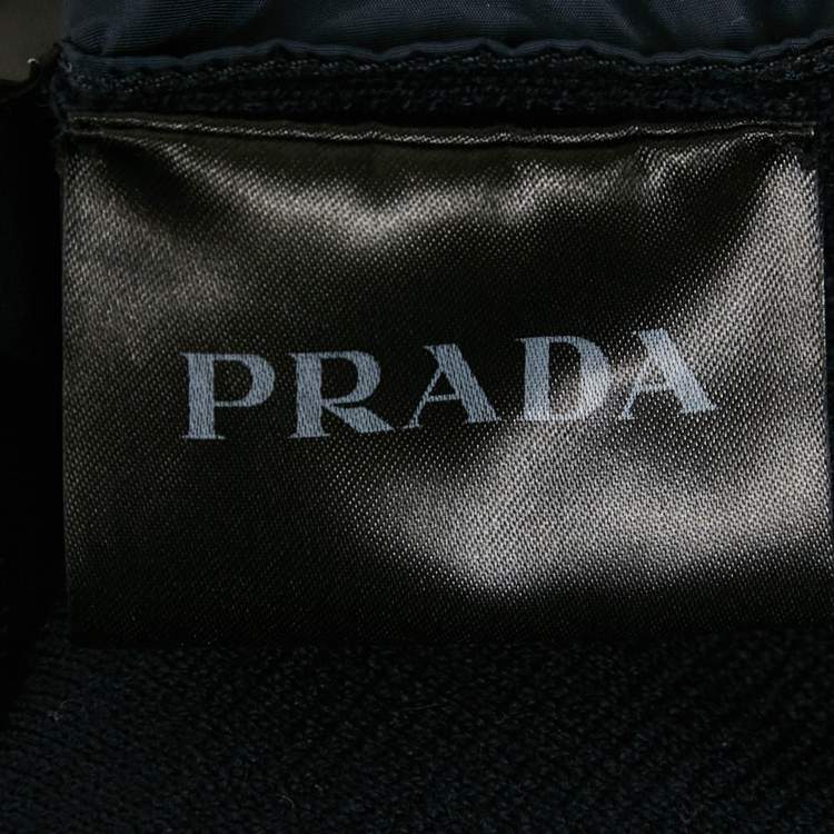 Pre Owned Prada Navy Blue Wool & Nylon Paneled Cardigan L