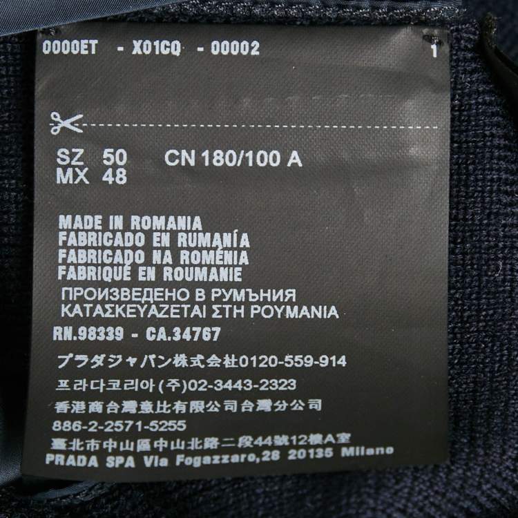 Pre Owned Prada Navy Blue Wool & Nylon Paneled Cardigan L