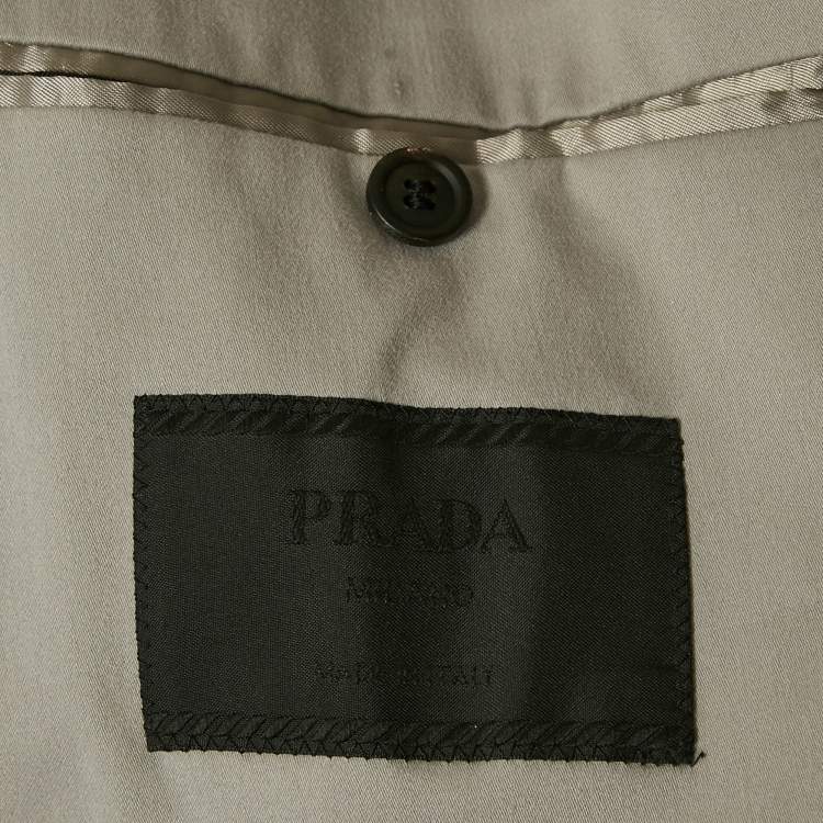 Pre Owned Prada Grey Cotton Regular Fit Single Breasted Blazer XXL 