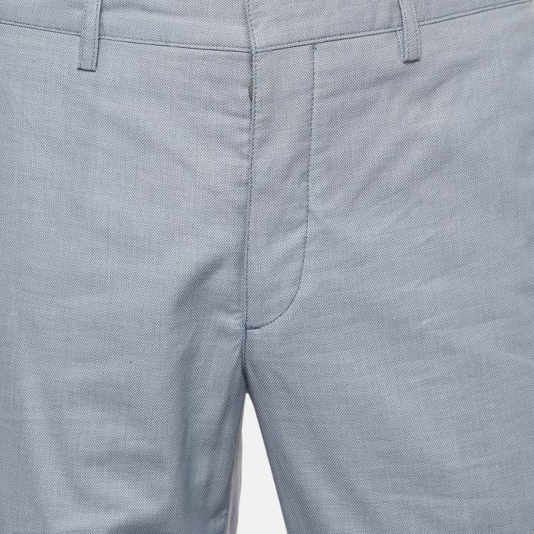 مملوكة مسبقًا Prada Blue Patterned Cotton Trousers L