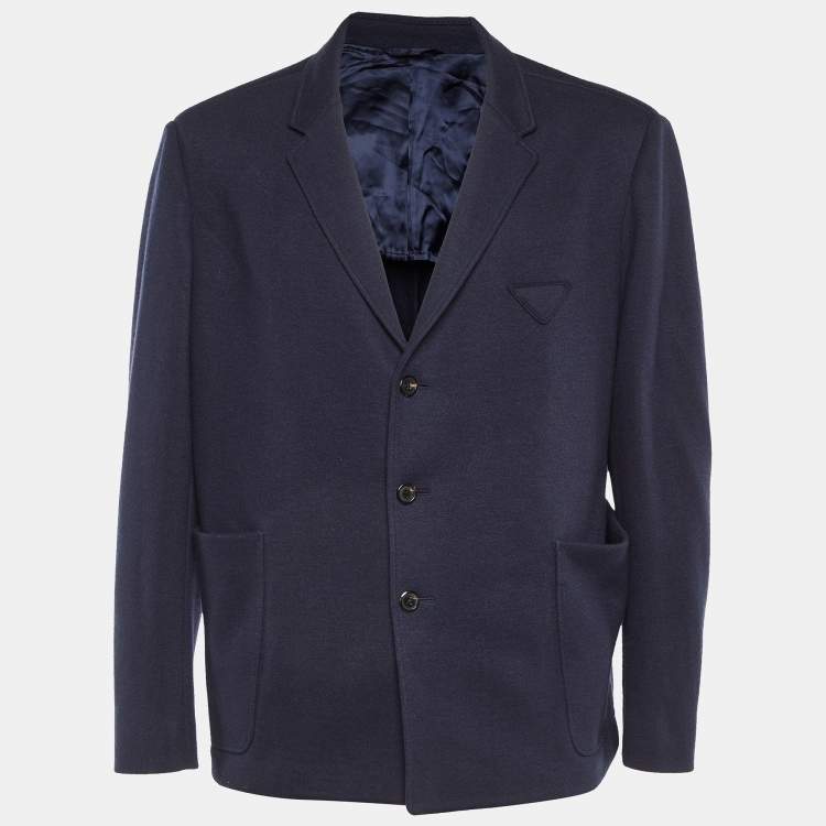 Pre Owned Prada Navy Blue Cashmere and Wool Single Breasted Blazer XXL