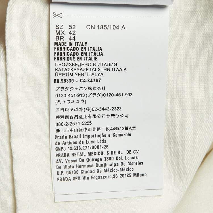 Pre Owned Prada White Linen and Cotton Button Front Oversized Shirt XL