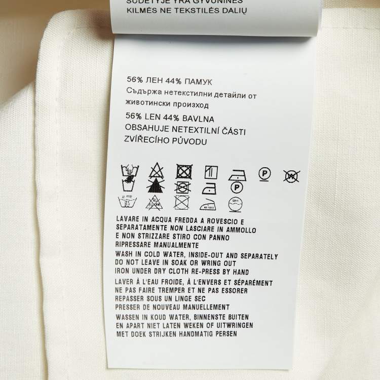 Pre Owned Prada White Linen and Cotton Button Front Oversized Shirt XL