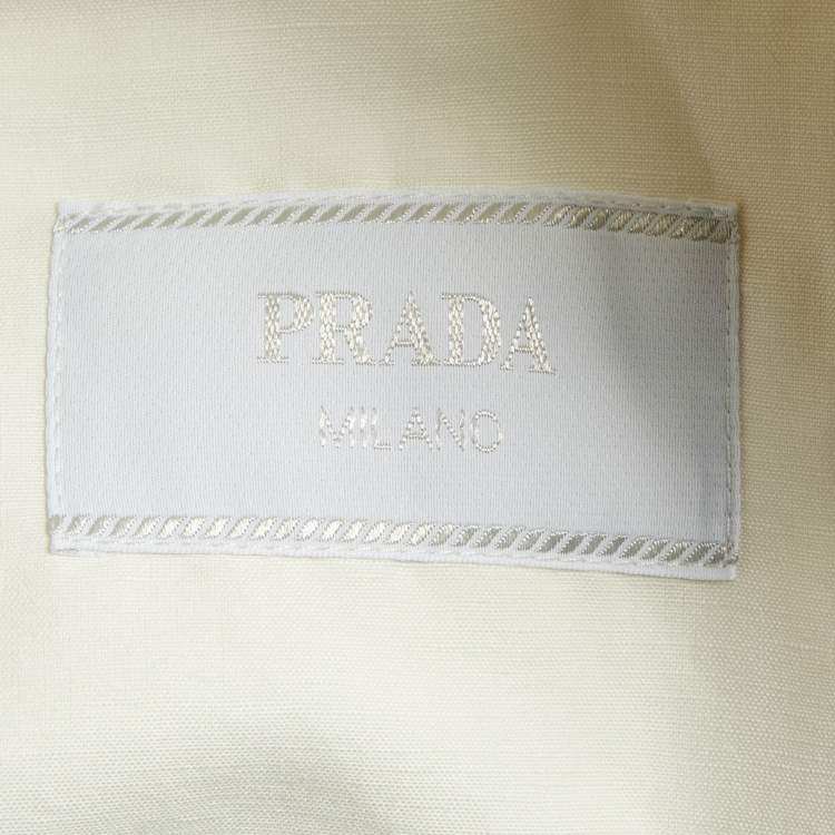 Pre Owned Prada White Linen and Cotton Button Front Oversized Shirt XL