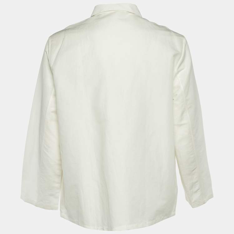 Pre Owned Prada White Linen and Cotton Button Front Oversized Shirt XL