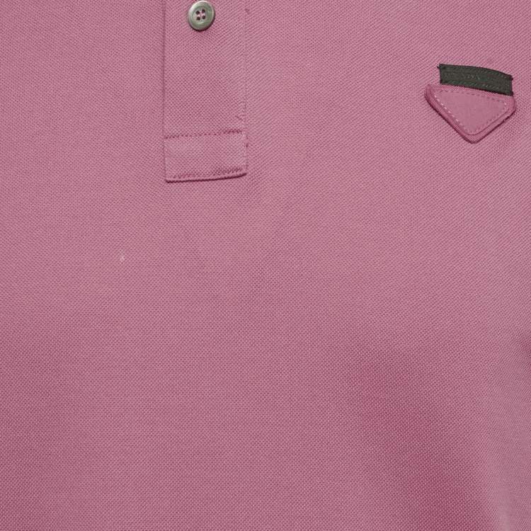 Pre Owned Prada Pink Cotton Pique Polo T-Shirt M