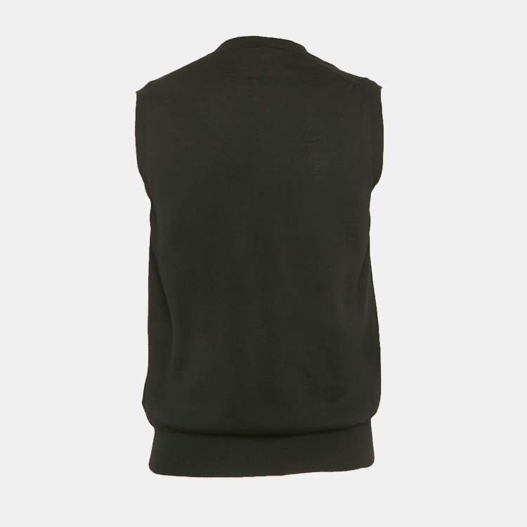 Pre Owned Prada Black Wool Knit V-Neck Sweater Vest M