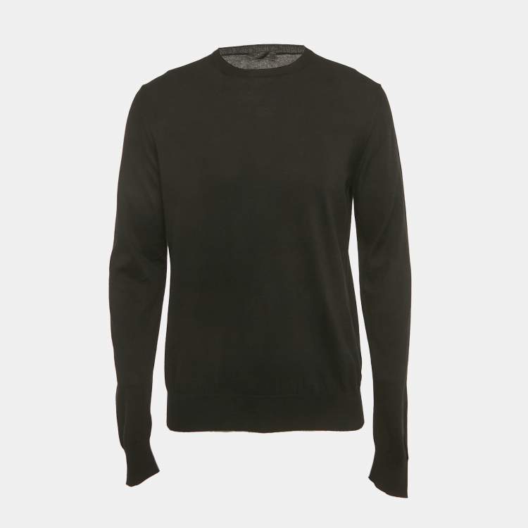 Pre Owned Prada Black Cotton Knit Crewneck Sweatshirt M