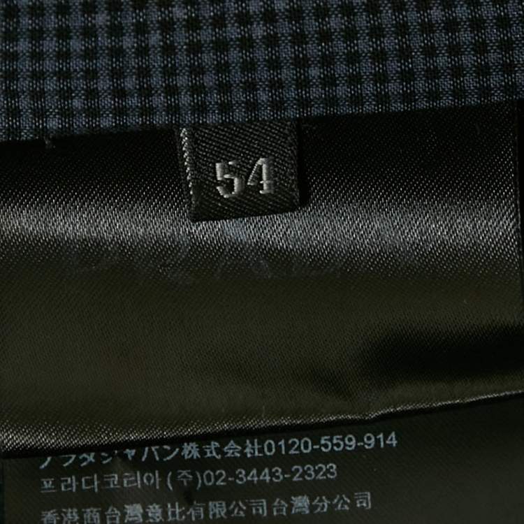 Pre Owned Prada Blue Checkered Wool Blend Blazer XXL