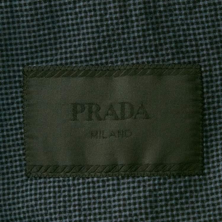 Pre Owned Prada Blue Checkered Wool Blend Blazer XXL