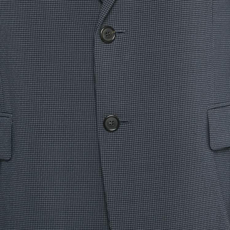Pre Owned Prada Blue Checkered Wool Blend Blazer XXL