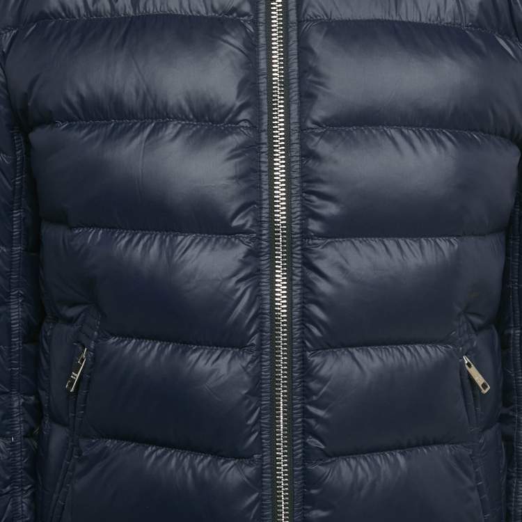 Pre Owned Prada Midnight Blue Nylon Zip-Up Quilted Down Jacket S