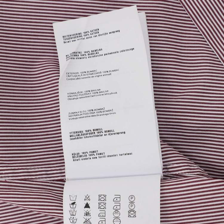 Pre Owned Prada Burgundy/White Pinstripe Cotton Long Sleeve Shirt S