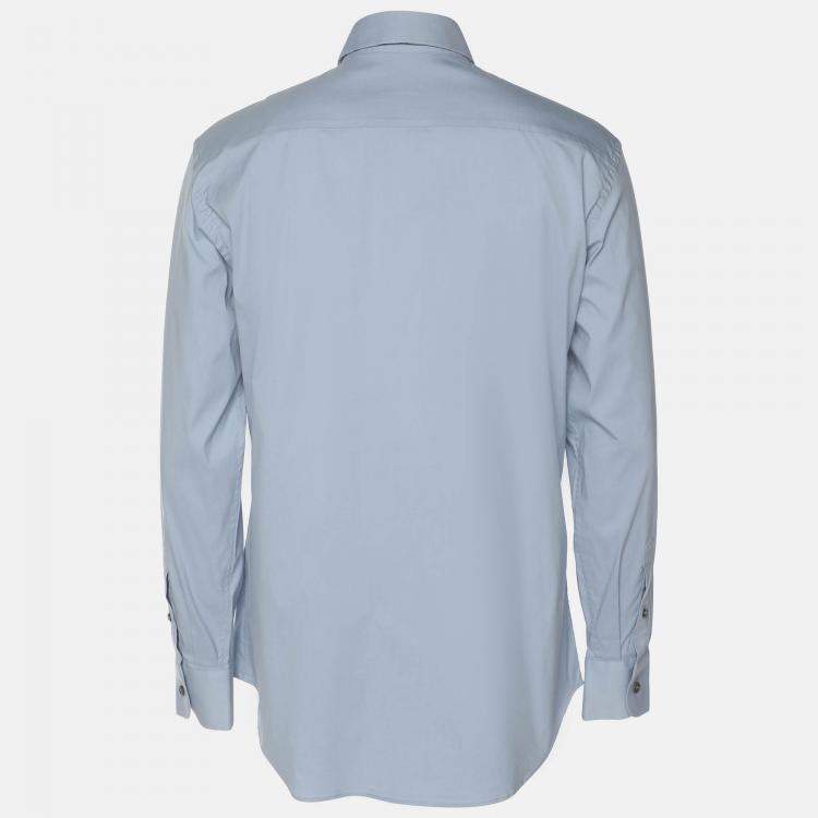 Pre Owned Prada Light Blue Stretch Cotton Long Sleeve Shirt S