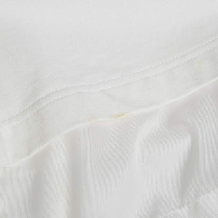 Pre Owned Prada White Logo Print Nylon Trim Jersey T-Shirt XL 
