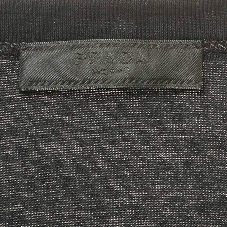Pre Owned Prada Black Triangle Logo Jersey Skinny Fit T-Shirt L