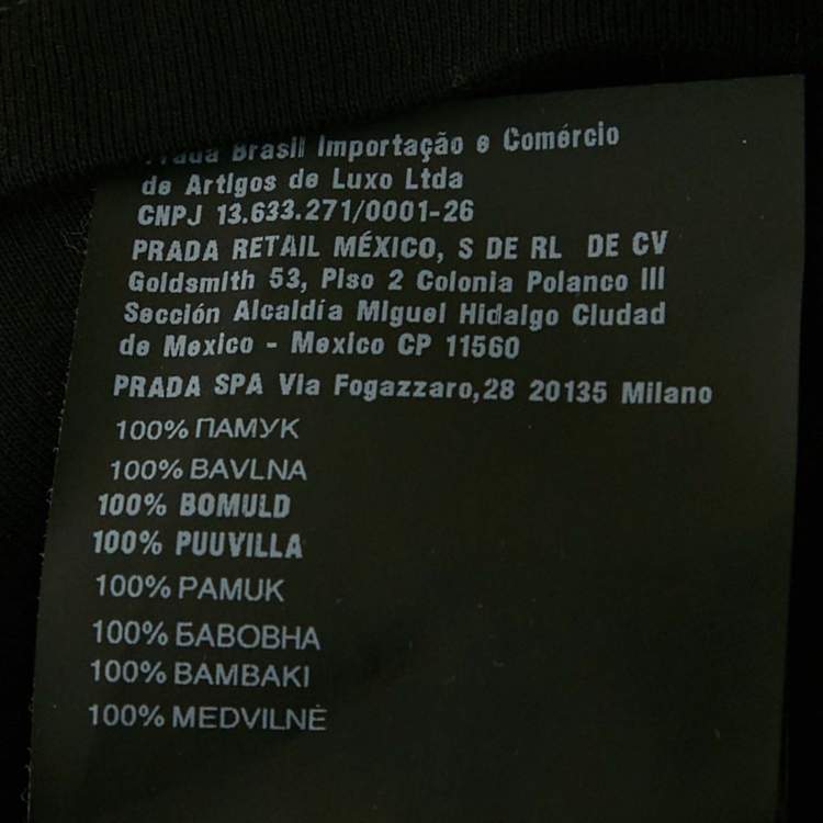 Pre Owned Prada Black Triangle Logo Jersey Skinny Fit T-Shirt L