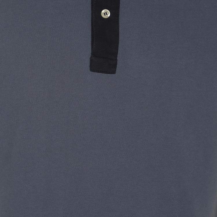 Pre Owned Prada Sport Grey Knit Collar Detail Polo T-Shirt L