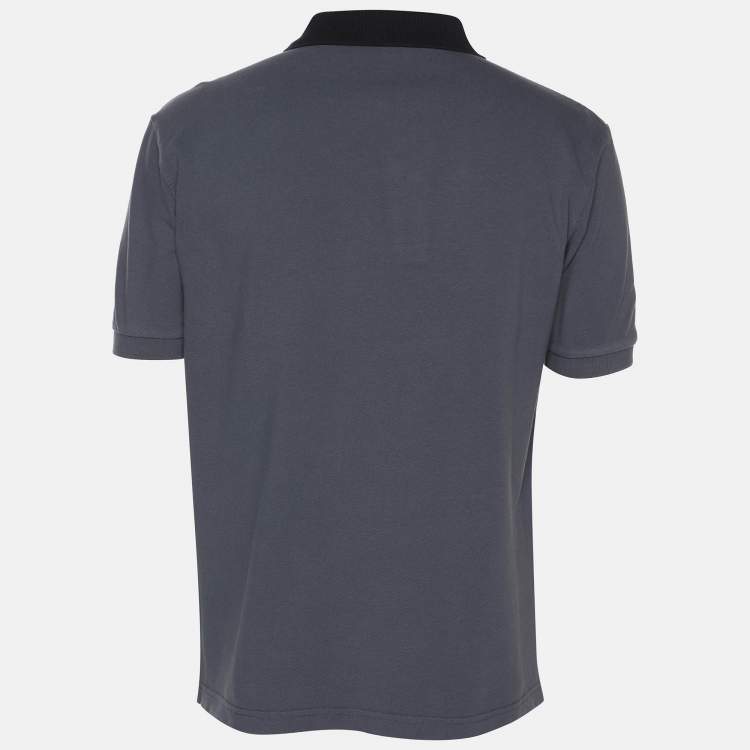 Pre Owned Prada Sport Grey Knit Collar Detail Polo T-Shirt L