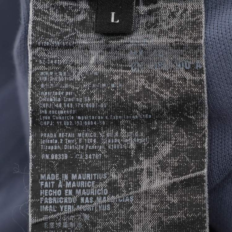 Pre Owned Prada Sport Grey Knit Collar Detail Polo T-Shirt L