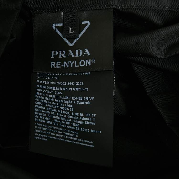Pre Owned Prada Black Re-Nylon Pocket Detail Short Sleeve Shirt L