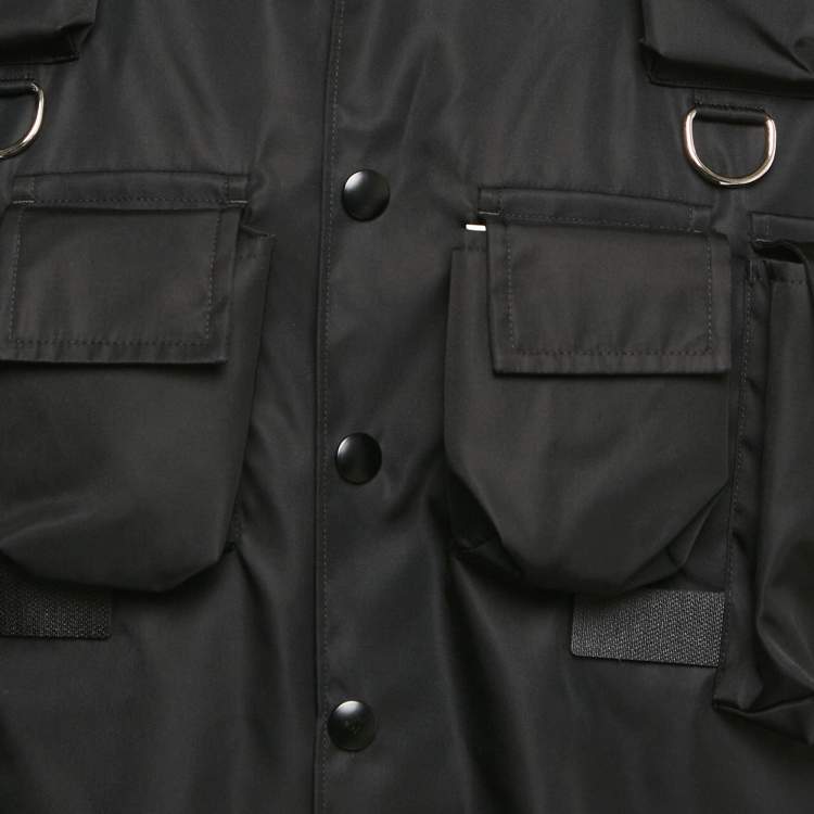 Pre Owned Prada Black Re-Nylon Pocket Detail Short Sleeve Shirt L