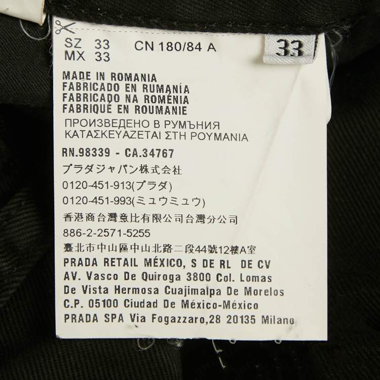 Pre Owned Prada Black Denim Regular Fit Jeans M/Waist 33"