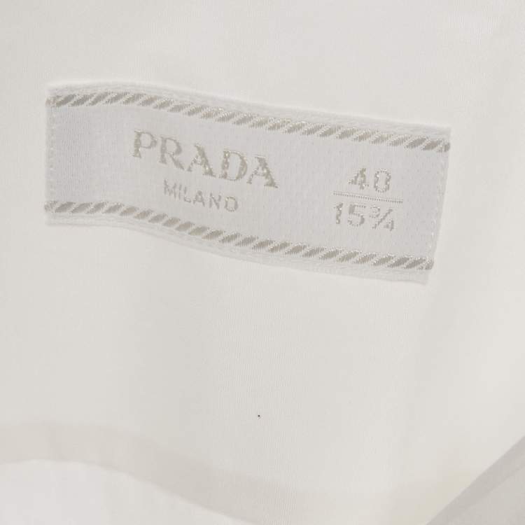 Pre Owned Prada White Rhinestone Detail Cotton Long Sleeve Shirt M