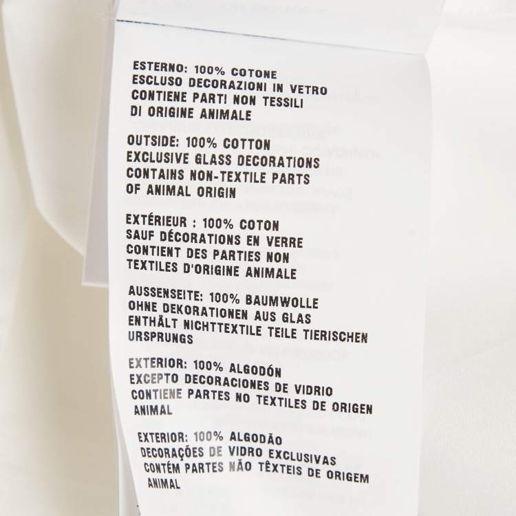 Pre Owned Prada White Rhinestone Detail Cotton Long Sleeve Shirt M