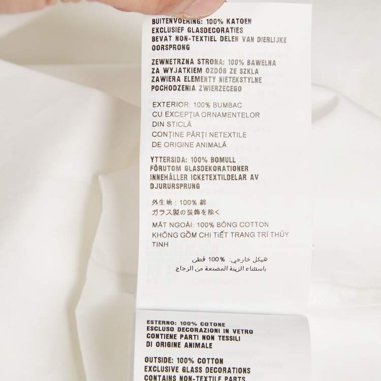 Pre Owned Prada White Rhinestone Detail Cotton Long Sleeve Shirt M