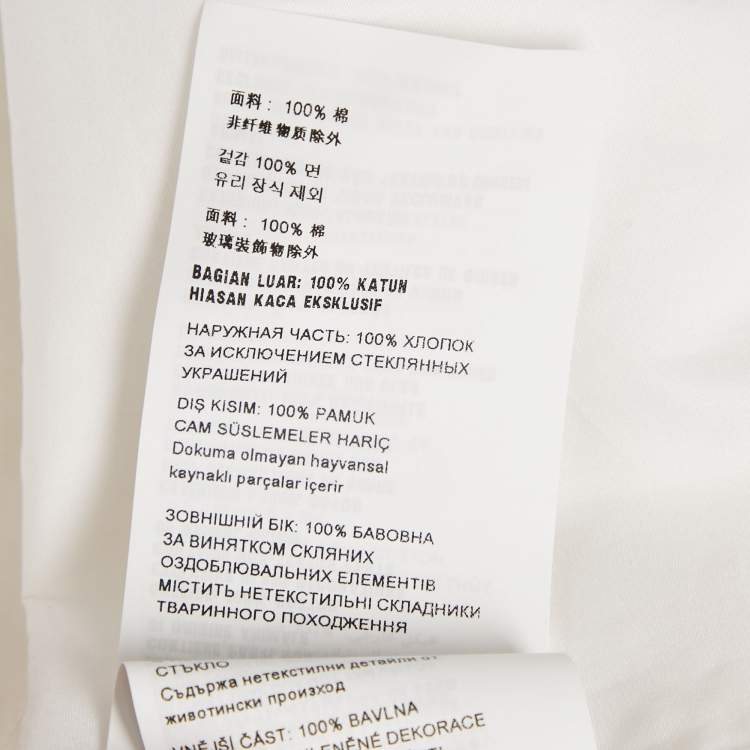 Pre Owned Prada White Rhinestone Detail Cotton Long Sleeve Shirt M