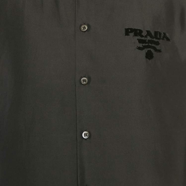 Pre Owned Prada Black Nylon Button Front Shirt M