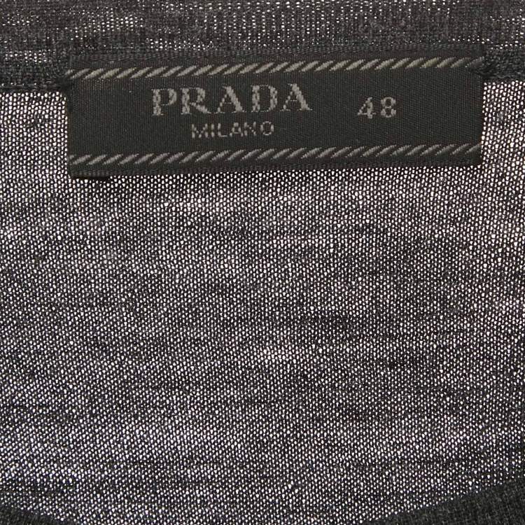 Pre Owned Prada Grey Wool Knit Crewneck Sweater M