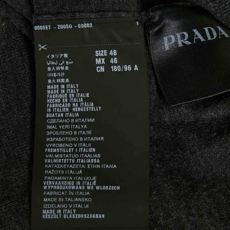 Pre Owned Prada Grey Wool Knit Crewneck Sweater M