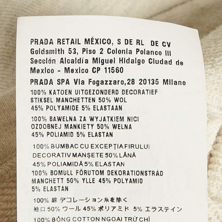 Pre Owned Prada Grey Logo Embroidered Cotton Hoodie L