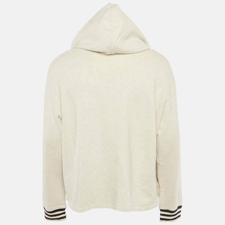 Pre Owned Prada Grey Logo Embroidered Cotton Hoodie L