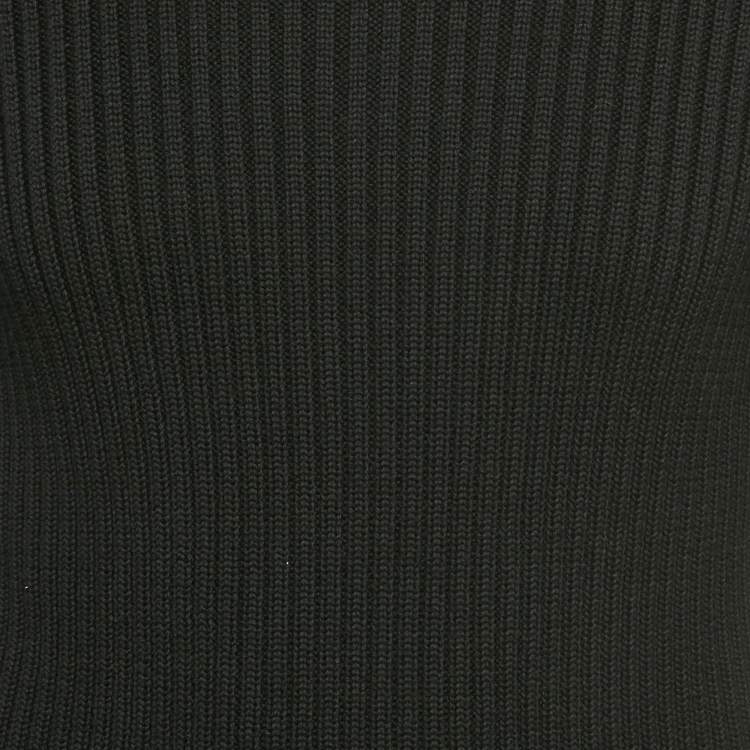 Pre Owned Prada Black Logo Patch Rib Knit Turtle Neck Sweater L